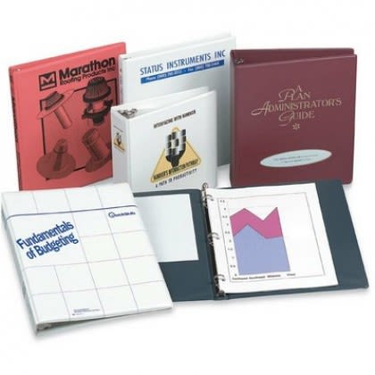 logo imprinted heat sealed vinyl 1 1 2 ring binder promo binders