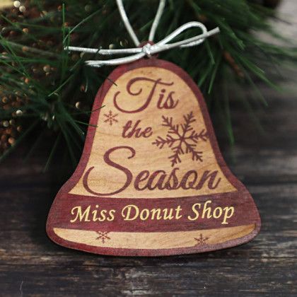Custom Engraved Wooden Bell Ornament Red Maple