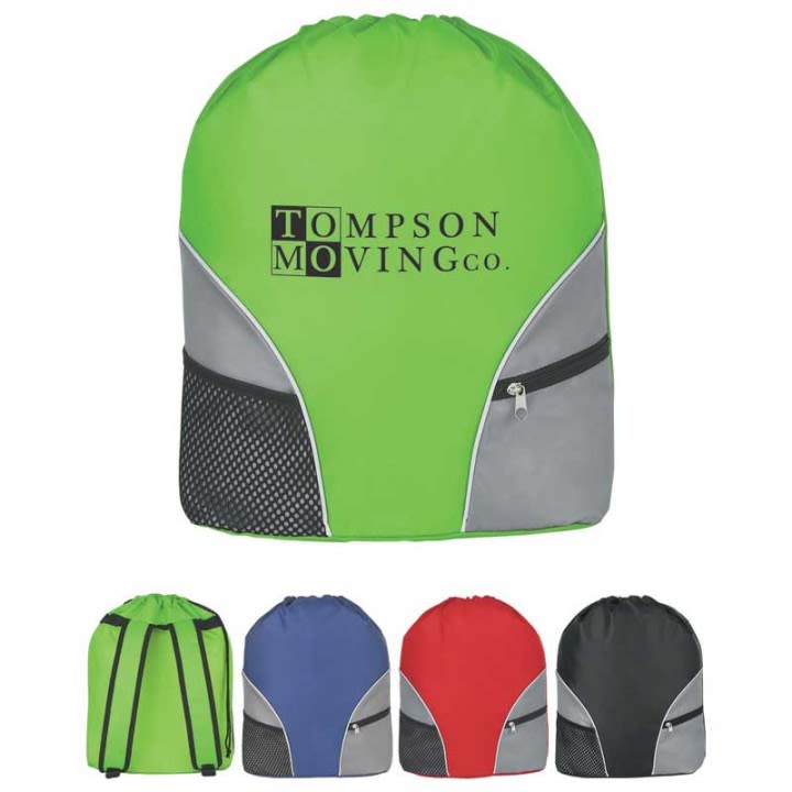 Cinch Top Backpack with Promotional Imprint Custom Drawstring Bags