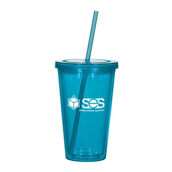 Promotional Acrylic Tumblers 16oz Insulated Acrylic Tumbler w/ Straw