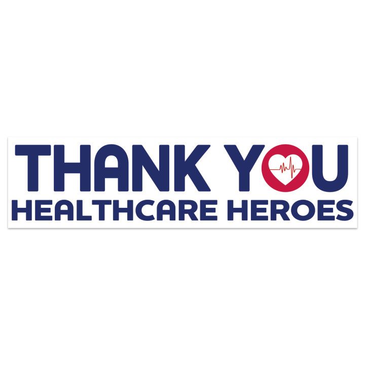 Bulk White Thank You Healthcare Heroes Bumper Sticker Stock Stickers