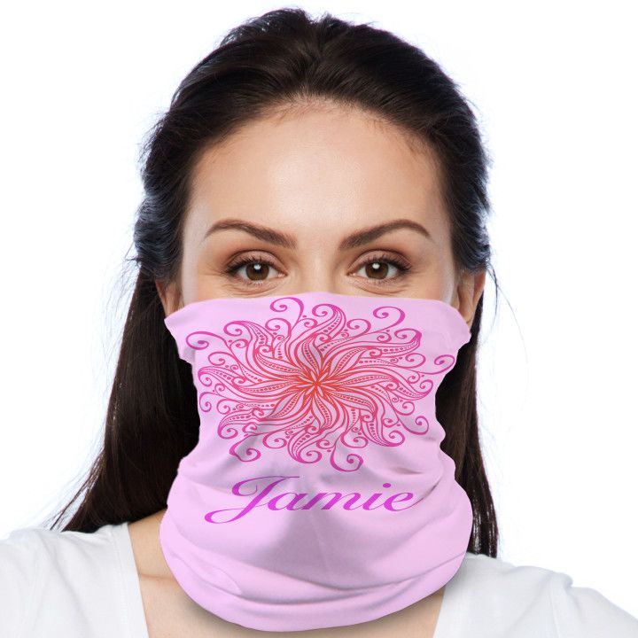 Pink Lotus Neck Gaiter Custom Logo Neck Gaiters & Face Coverings