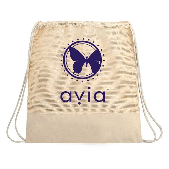 Custom Cotton Mesh Drawstring Bag Imprinted Canvas Bags