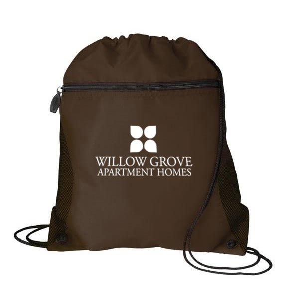 brown drawstring backpack