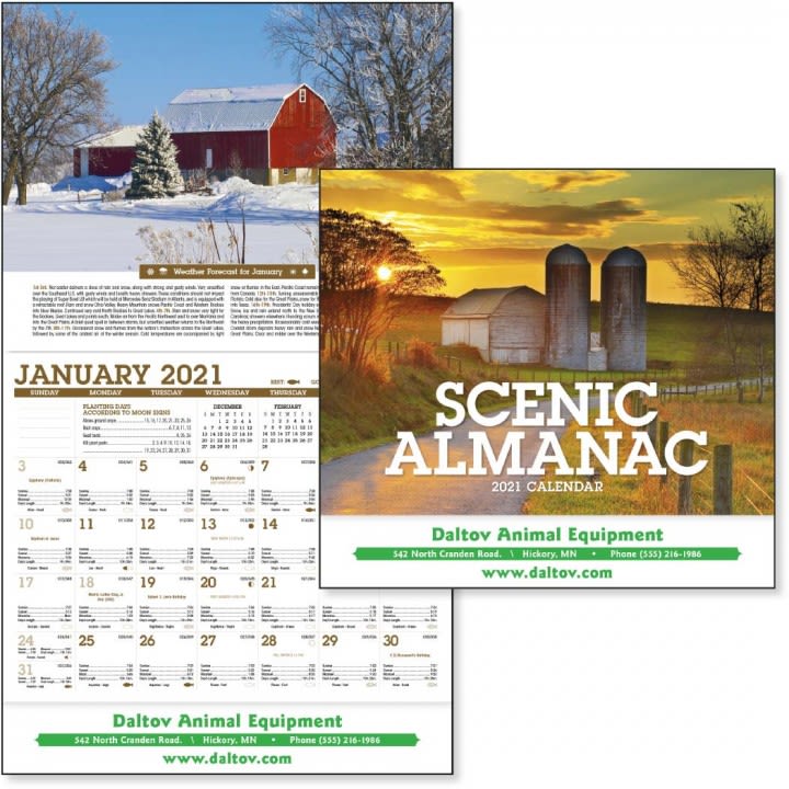 Customized Scenic Almanac Wall Calendar Promotional Wall Calendars