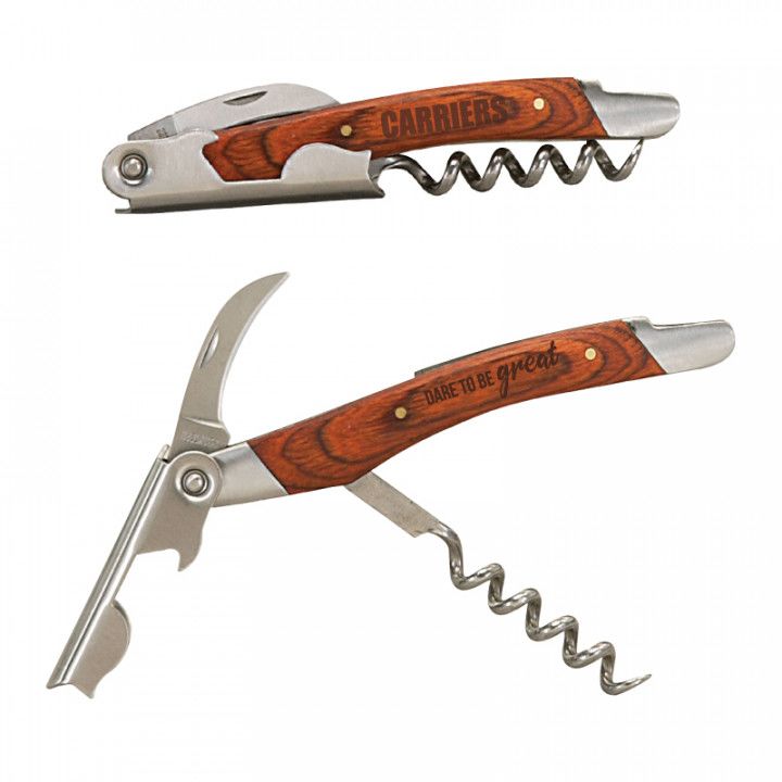 Custom Mahogany Style Corkscrew Wine Bottle Opener Logo Wine Openers