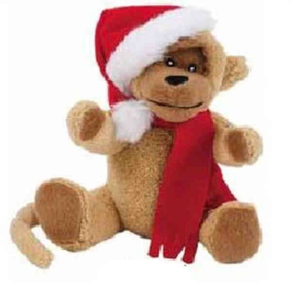 7" Christmas Stuffed Monkey Custom Christmas Stuffed Monkey in Bulk