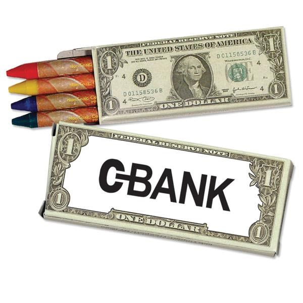Money Imprinted 4 Pack Crayons With Logo Custom Crayons In Bulk