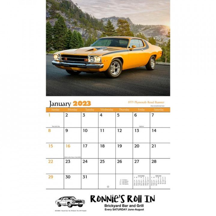 Promotional Muscle Car Wall Calendar Stapled Branded Calendars