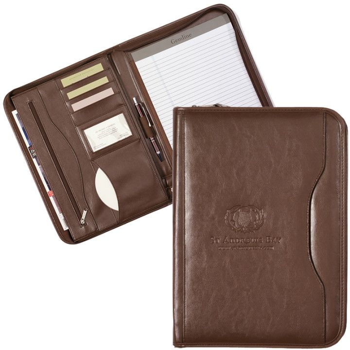 Deluxe Promotional Vintage Leather Padfolios Debossed Portfolios