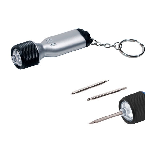 Mini Flashlight Screwdriver/Keychain with Logo Promo Flashlights