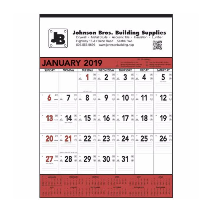 Red and Black Wall Calendar Promotion With Logo 4AllPromos