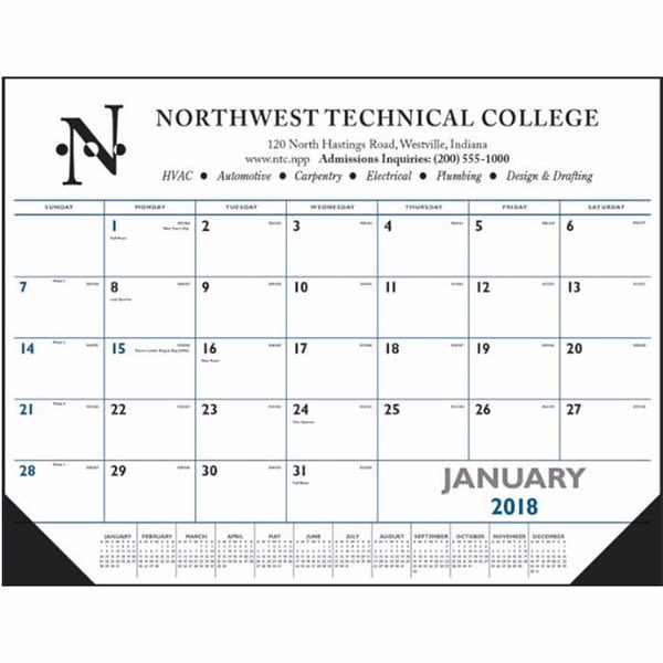 Promotional Desk Pad Calendar With Vinyl Corners | Corporate Calendars
