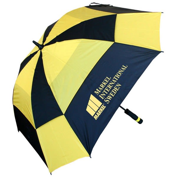 Square Logo Umbrella with Checkerboard Colors Branded Golf Umbrellas