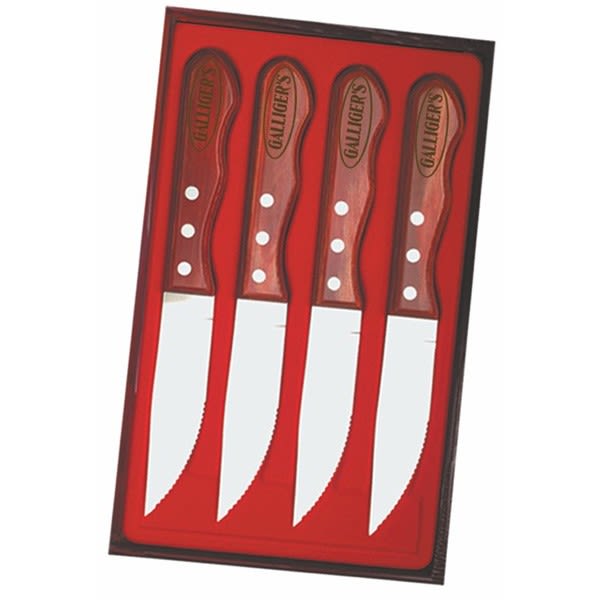 Rosewood Handle Steak Knife Set Laser Engraved Custom Knives