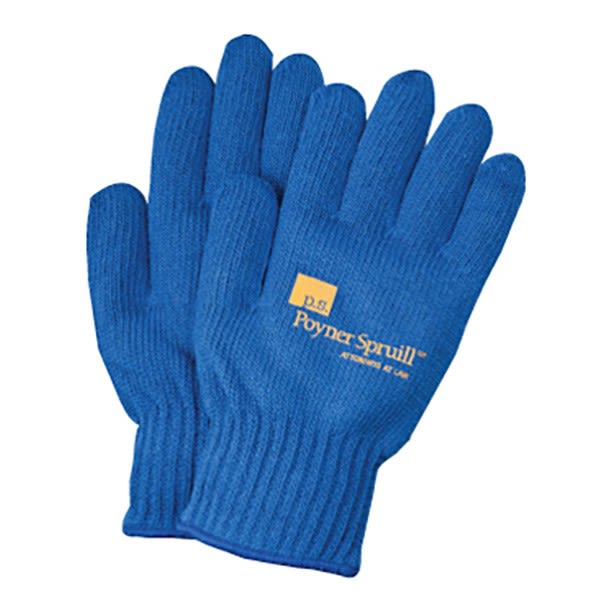 blue knit gloves