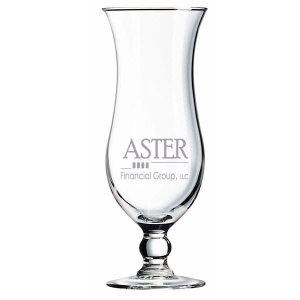 Etched 15 oz Hurricane Glass with Logo Custom Hurricane Glass