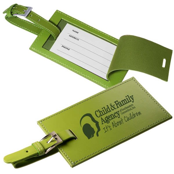 Easy Find Green Leather Luggage Tag 