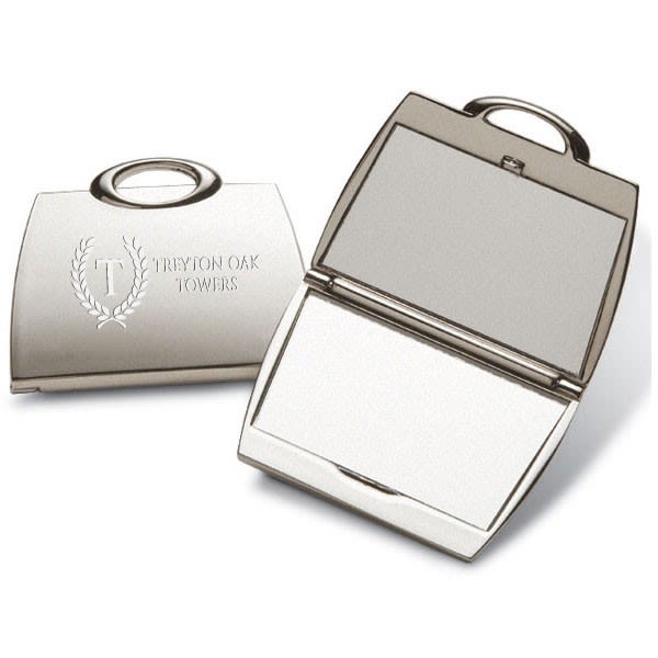 Engraved Millennium Silver Purse Compact Mirror Promo Mirrors