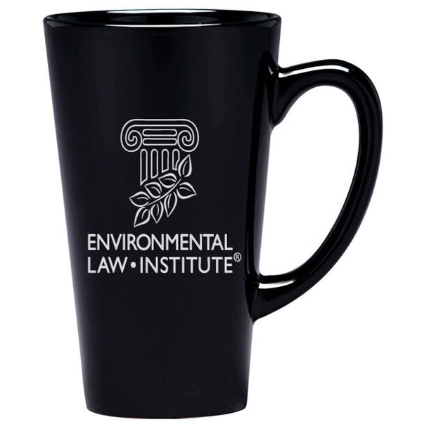 Tall Black Ceramic Mug 16 oz with Etched Logo Custom Ceramic Mug