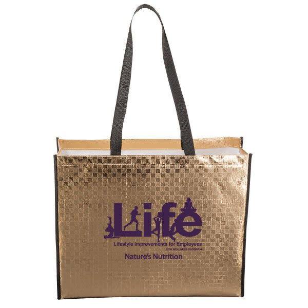 Download Euro Metallic Tote Promo Textured Metallic Tote Bag Custom Totes