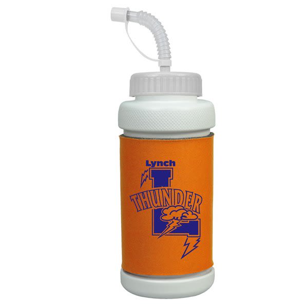 Foam Insulated Bottle with Straw Lid | Promotional 34 oz Bottle