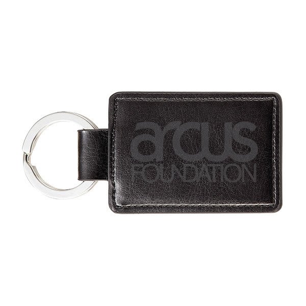 Promotional Engraved Black Leatherette Key Ring | Custom Key Rings