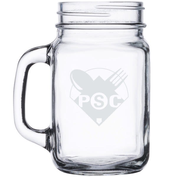 Etched Promotional Mason Jar Mug 16 Oz Custom Mason Jar Mugs 6125