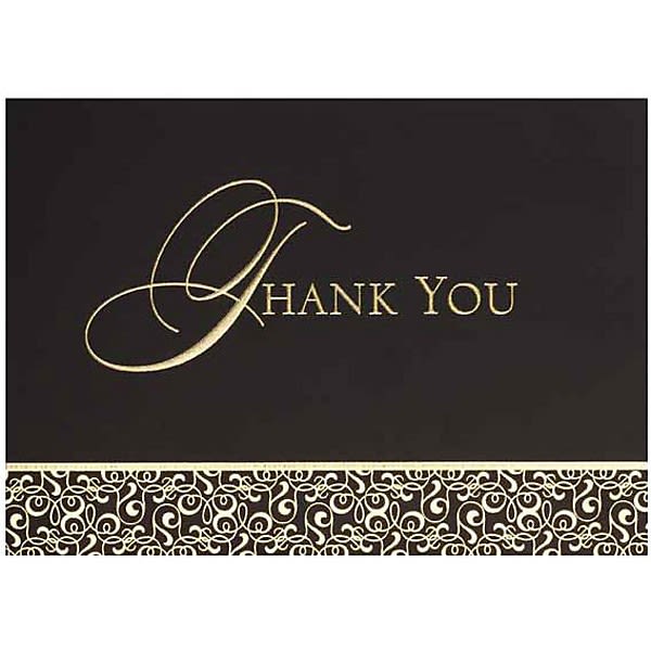 Premium Corporate Thank You Cards With Debossed Gold Foil Design