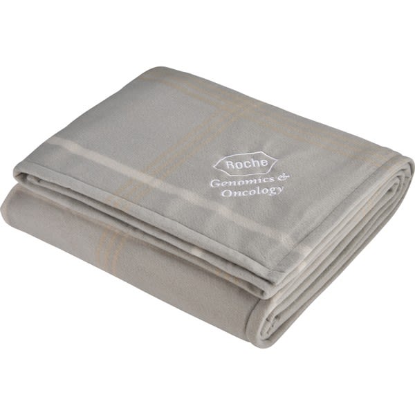 Embroidered Plaid Fleece Sherpa Blanket Promotional Blankets