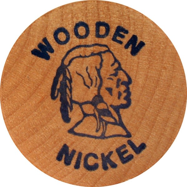 Custom Wooden Nickel with 21 Stock Art Designs | Customized Coupons