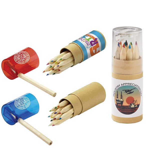 Logo Color Pencil Set In Sharpener Tube Custom Coloring Kit