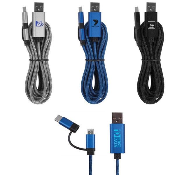 10 in 1 usb powered charging cable 10’ 3-in-1 USB Charging Cable | Branded Charging Cables for Giveaways
