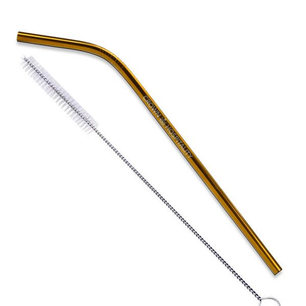 Promo Gold Bent Stainless Steel Straws Engraved Metal Straws