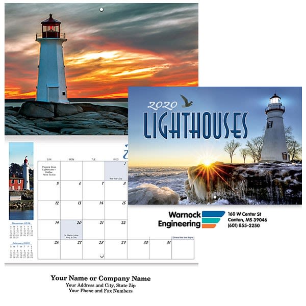 Lighthouses Stitched Wall Calendars Cheap Nautical Calendars in Bulk