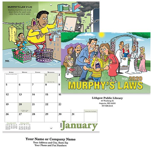 Murphy's Laws Stitched Wall Calendar Imprinted Customized Wall