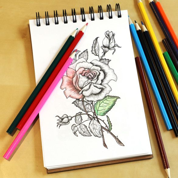 Personalized Coloring Book Sketch Pad with Colored Pencils Kids Gift