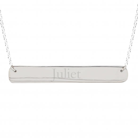 Engraved Sterling Silver Name Bar Necklace Personalized Jewelry