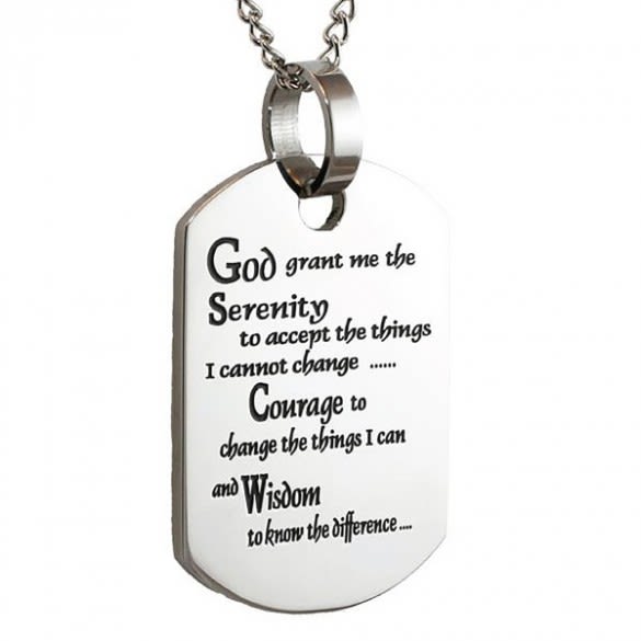 serenity prayer dog tag necklace