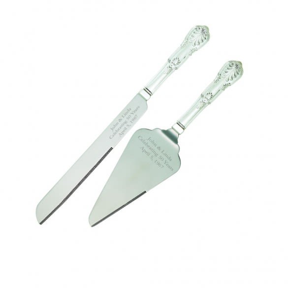 Engraved Cake Server Set in King's 