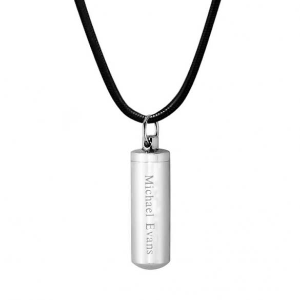 Engraved Cylinder Urn Necklace 