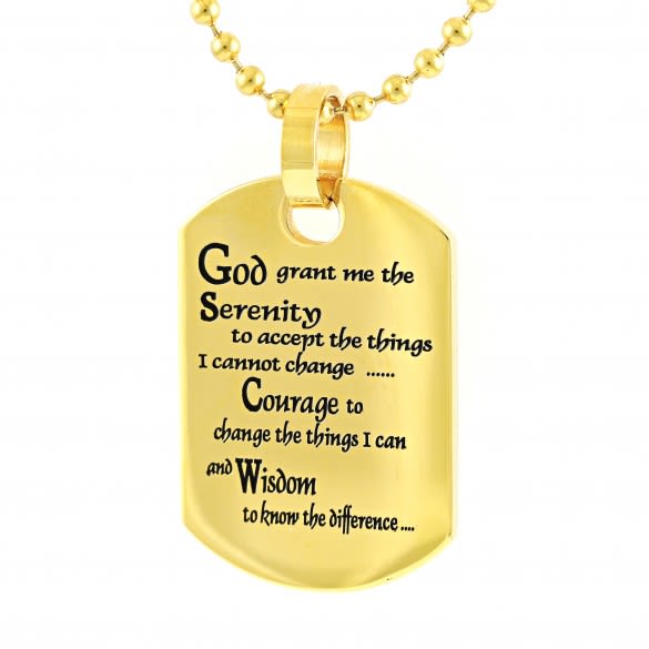 serenity prayer dog tag necklace