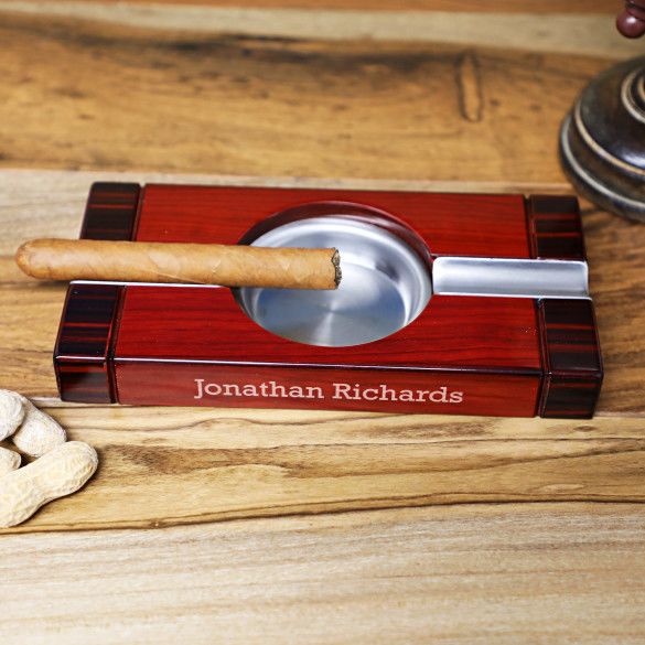 High Gloss Cherry Two-Tone Personalized Cigar Ashtray