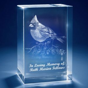 Cardinal Memorial 3D Crystal Keepsake