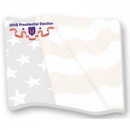 Adhesive Die Cut Notepad - Flag 4 x 3 50 Sheet Pad Promotional Custom Imprinted With Logo