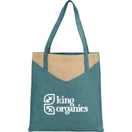 Soft Cotton Custom Tote Bag with Pocket - Turquoise