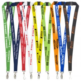Full Color Imprint 1 Inch Wide Lanyard With Double Clips