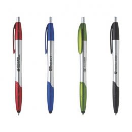 Personalized Stylus Click Pens | Janita Chrome Stylus Pen | Bulk Metallic Retractable Pens | Promotional Click Pens with Stylus