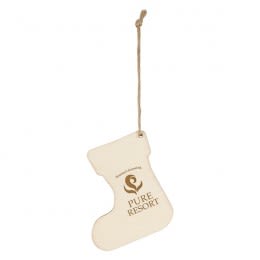 Wooden Stocking Ornament with Logo