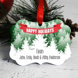 Christmas Trees Scalloped Edge Personalized Ornament